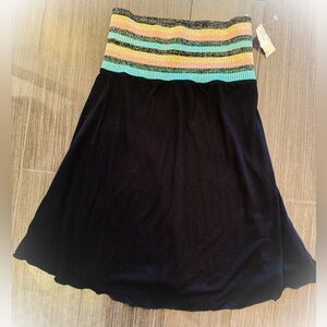 Colorful Striped Strapless Bandeau Top with Flowy Bottom